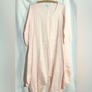 Diva Linen Maxi Dress Sz M lagenlook Asymmetrical Pockets Lightweight Vintage